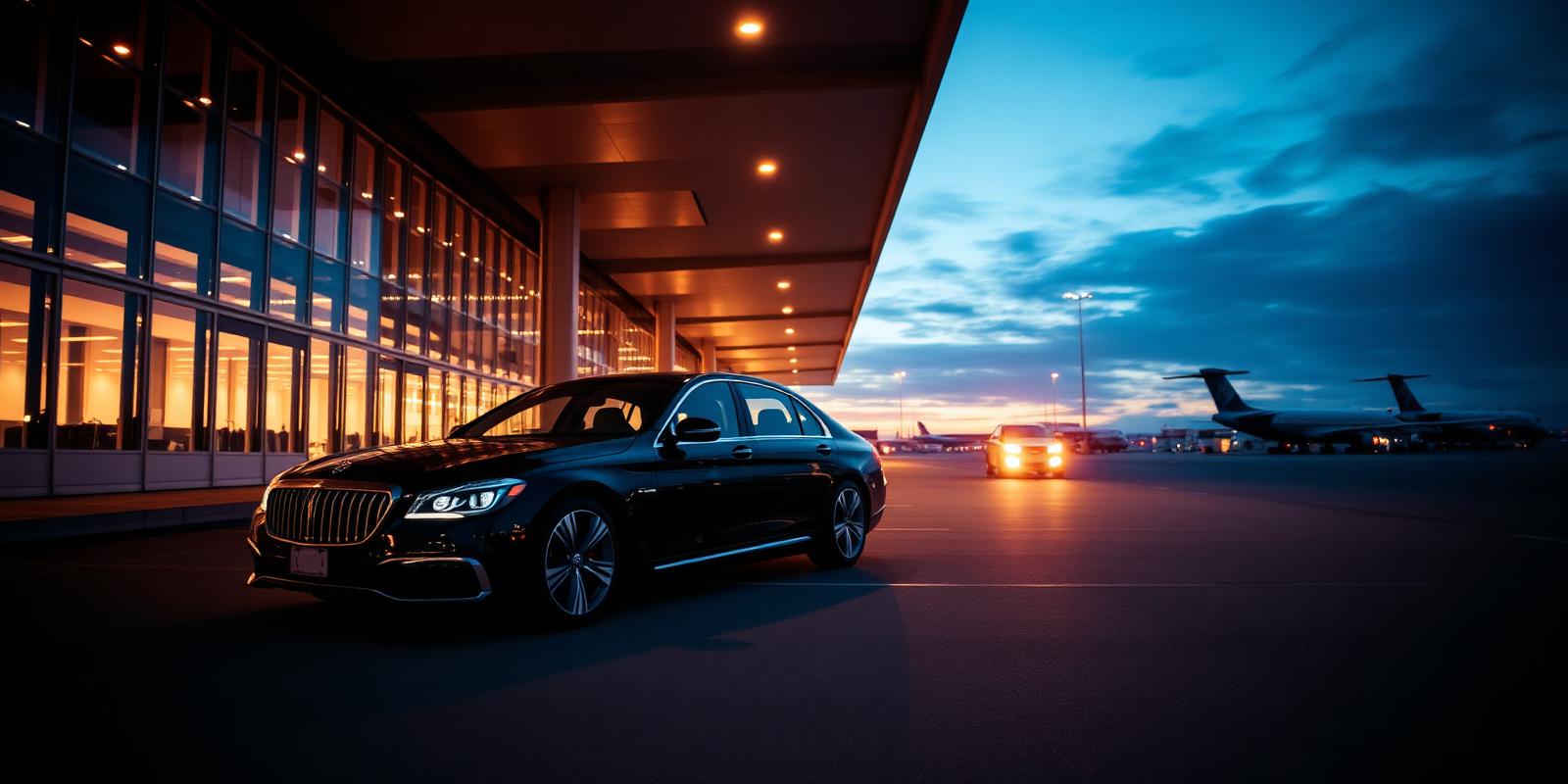 Luxury executive car at airport terminal